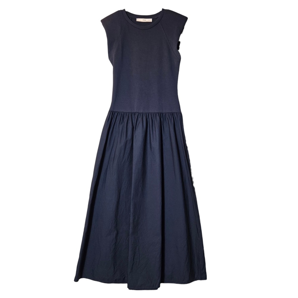 Mango MNG Combined Fabric Sleeveless Midi Dress Blue 2 Minimalist Clean Girl